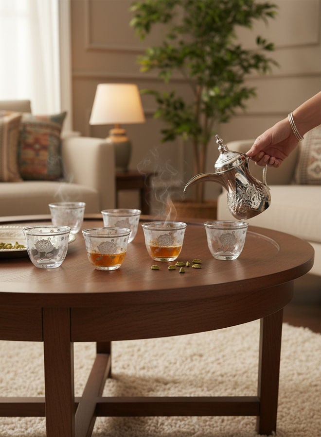 دوف طقم فناجين قهوة عربية زجاجية شفاف/فضي 6 قطع 70 مل - Image 2