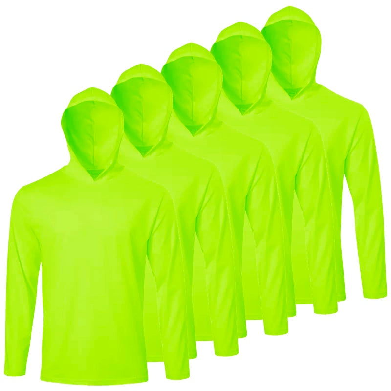 LeeHanTon 5 Pack Men's Sun Protection Hoodie Shirt UPF 50+ Long Sleeve UV SPF T-Shirts with Mask Rash Guard Fishing Lightweight M - Image 1