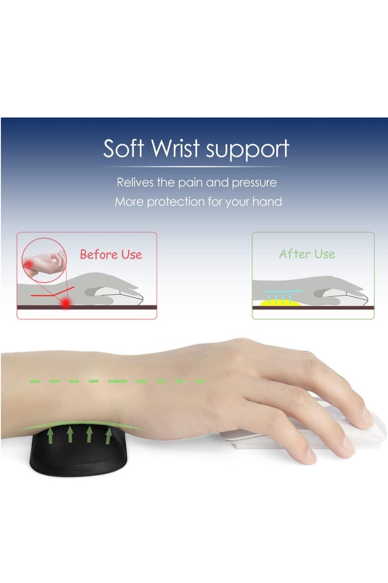Wrist Rest for Mouse, Ergonomic Soft Silicone Wrist Cushion Support Pad, Mouse Wrist Pad with Non-Slip Base for Typing Pain Relief, Office, Home, Gaming, Computer, Black - Image 5