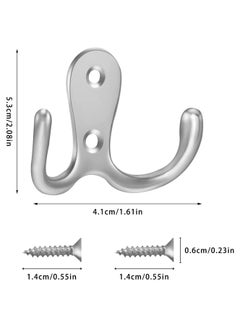 sokany 4PCS Double Prong Coat Hook, Robe Hooks, Dual Coat Hooks, Wall Mounted Hanging Clothes Metal Door Hooks for Bathroom, Bedrooms, Hanging, Clothes, Robe Towel Kitchen (Sliver)  - Image 2