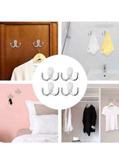 sokany 4PCS Double Prong Coat Hook, Robe Hooks, Dual Coat Hooks, Wall Mounted Hanging Clothes Metal Door Hooks for Bathroom, Bedrooms, Hanging, Clothes, Robe Towel Kitchen (Sliver)  - Image 4