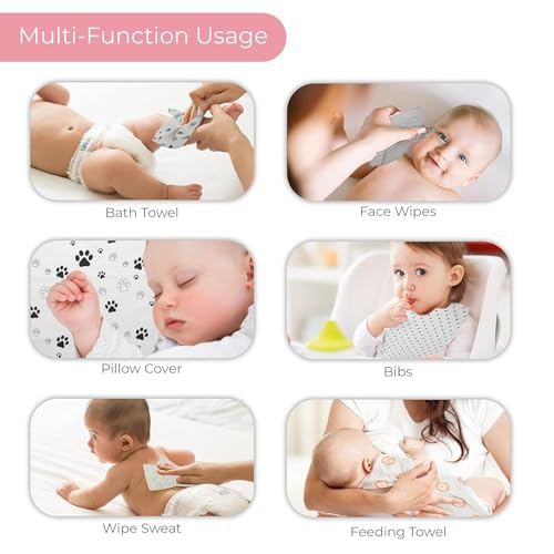 Firstblow 14 Pcs Muslin Cotton Cloth Premium Baby Washcloth for New Born, Washable, Reusable, Absorbent, Extra Soft Face Towels/Hankies for Babies, Stars, Balloons Random Print - Image 5
