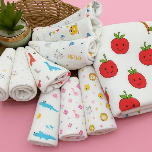 Firstblow 14 Pcs Muslin Cotton Cloth Premium Baby Washcloth for New Born, Washable, Reusable, Absorbent, Extra Soft Face Towels/Hankies for Babies, Stars, Balloons Random Print - Image 2