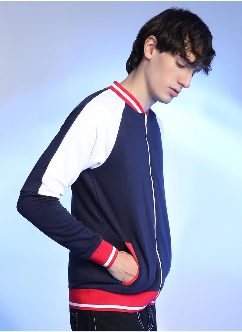 كامبوس سوترا Men's Multicolour Zip-Front Jacket With Raglan Sleeve  - Image 2