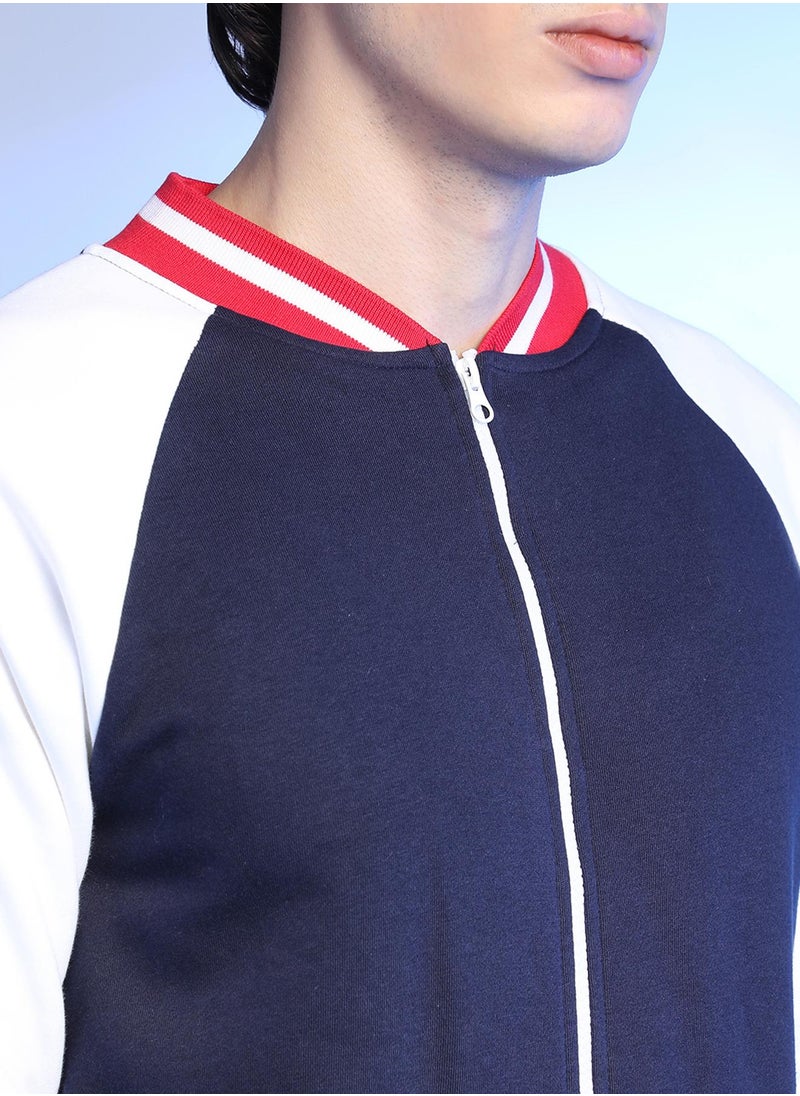 كامبوس سوترا - Men's Multicolour Zip-Front Jacket With Raglan Sleeve - Image 1