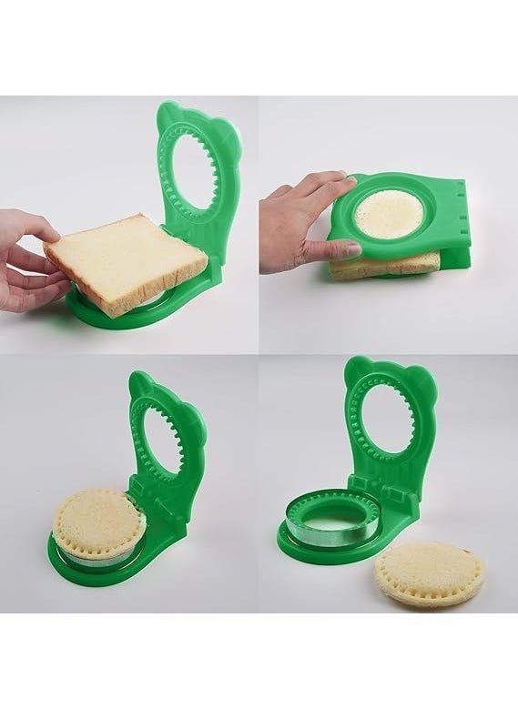 DGOOLS DGOOLS Stainless Steel Round Green Cutter for Sandwiches and Sealer Round Sandwich Maker Sandwich Press Mold Reusable Bread Cutter Mold Perfect for SandwichesCookies  - Image 5