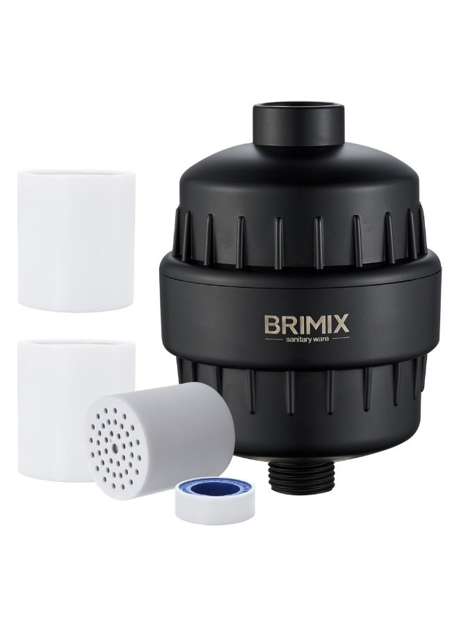 BRIMIX 20-Stage Shower Water Filter System with 3 Replacement Cartridges - Anti Hair Loss and Prevents Dry Skin - Black(Up to 2 Years Use) - Image 1
