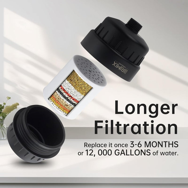 BRIMIX 20-Stage Shower Water Filter System with 3 Replacement Cartridges - Anti Hair Loss and Prevents Dry Skin - Black(Up to 2 Years Use) - Image 3