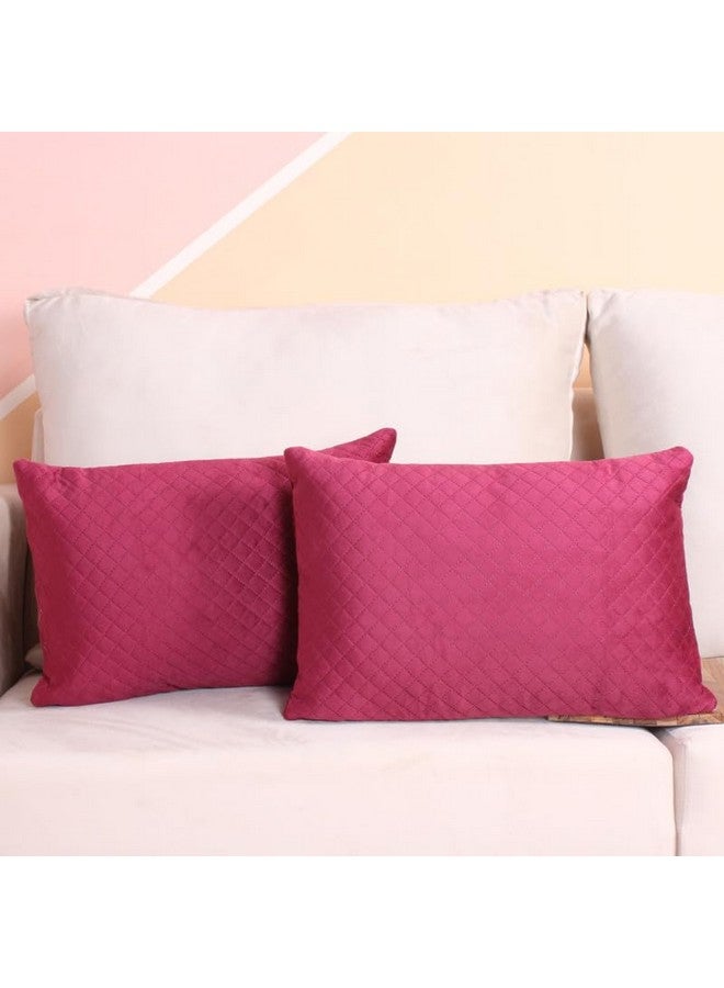 STITCHNEST طقم 2 غطاء وسادة | مخمل مبطن | مارون | مظهر ناعم وعالي الجودة | 12x18 بوصة | مناسب للكنبة وديكور غرفة المعيشة - Image 1