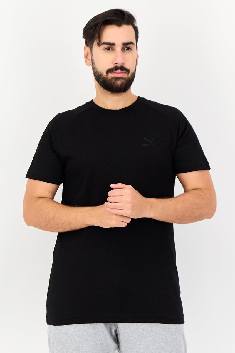 PUMA Men Slim Fit Short Sleeves Embroidered Logo Outdoor T-Shirt, Black - Image 1