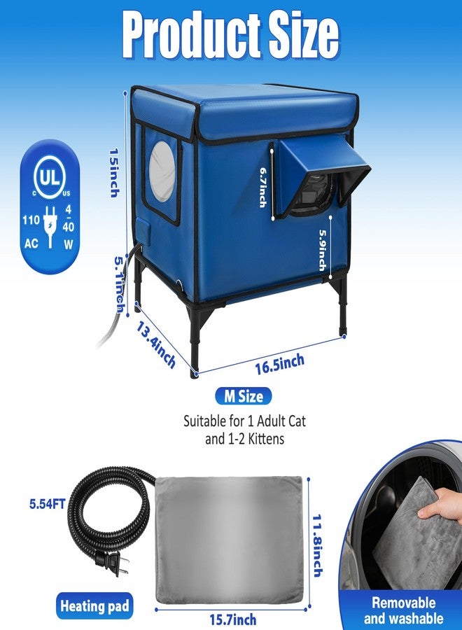 Loyala Outdoor Large Heated Cat House in Winter, 100% Waterproof Insulated Heated Cat Shelter for Outside, Weatherproof Outdoor cat House with Waterproof Eaves & Escape Door for Stray Feral Cats - Image 2