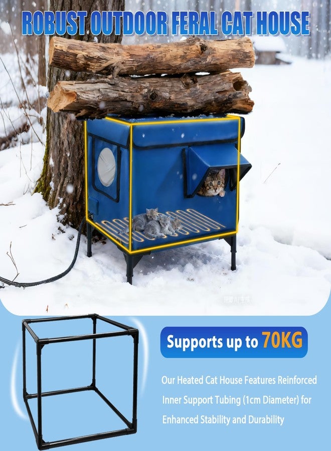 Loyala Outdoor Large Heated Cat House in Winter, 100% Waterproof Insulated Heated Cat Shelter for Outside, Weatherproof Outdoor cat House with Waterproof Eaves & Escape Door for Stray Feral Cats - Image 4