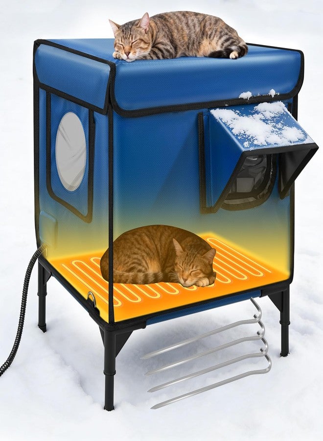 Loyala Outdoor Large Heated Cat House in Winter, 100% Waterproof Insulated Heated Cat Shelter for Outside, Weatherproof Outdoor cat House with Waterproof Eaves & Escape Door for Stray Feral Cats - Image 1