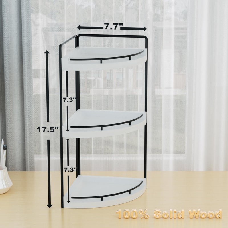 CeleVista Corner Bathroom Counter Organizer, 3 Tier Bathroom Sink Shelf Countertop, Wood Vanity Skincare Storage for Toiletries Decor, Makeup, Dresser (White) - Image 5