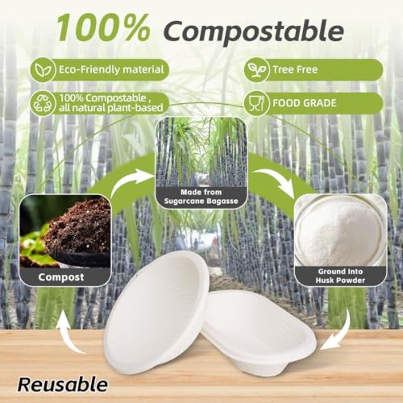 Round Pulp Sourdough Banneton Bread Proofing Basket Set 20 Bread Baking Supplies with 100pcs Disposable Non-Woven Liners for Professional and Homemade Artisan Bread - Image 5