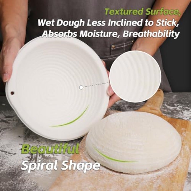 Round Pulp Sourdough Banneton Bread Proofing Basket Set 20 Bread Baking Supplies with 100pcs Disposable Non-Woven Liners for Professional and Homemade Artisan Bread - Image 4