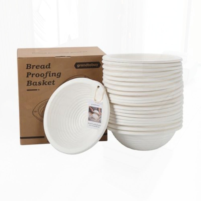 Round Pulp Sourdough Banneton Bread Proofing Basket Set 20 Bread Baking Supplies with 100pcs Disposable Non-Woven Liners for Professional and Homemade Artisan Bread - Image 1