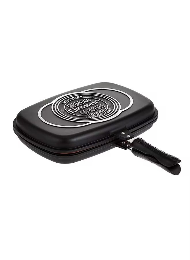 Two Sided Double Grill Pressure Pan Black/Silver/Red 40cm - Image 1