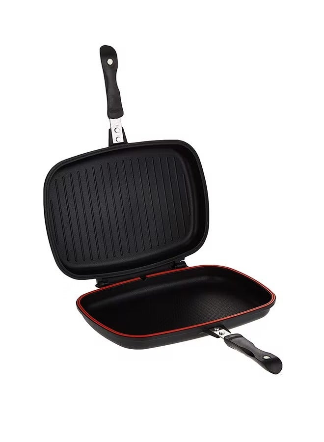 Two Sided Double Grill Pressure Pan Black/Silver/Red 40cm - Image 3