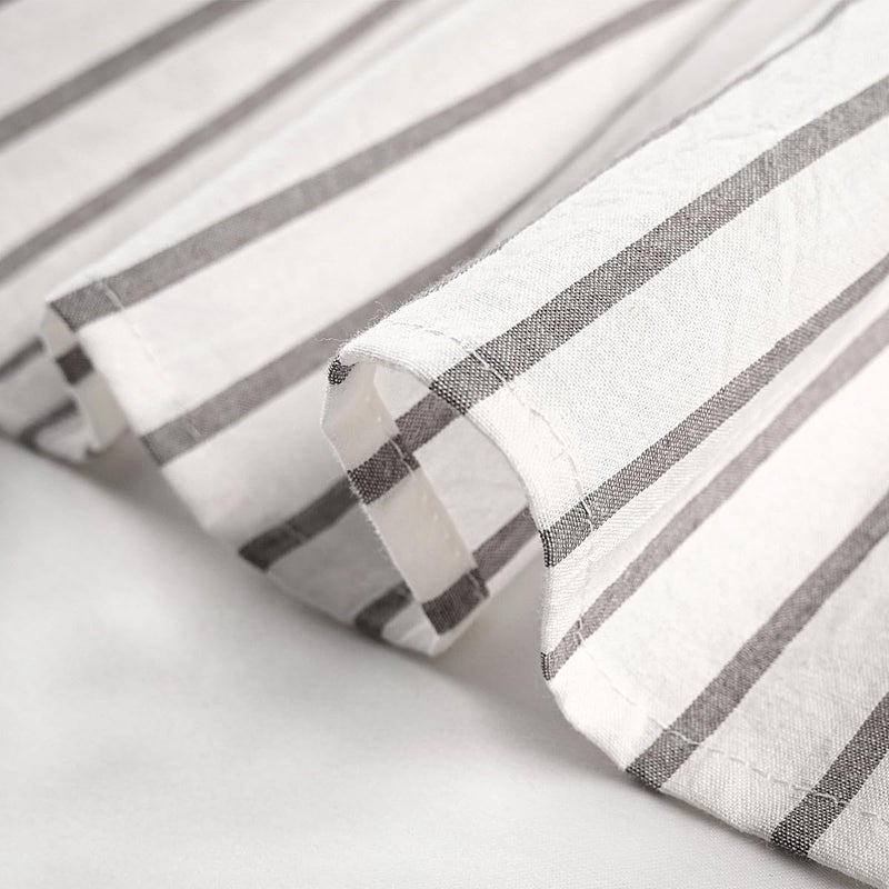 DOSLY IDÃ‰ES Farmhouse Grey Button Valance, Striped Pleated Design with Coconut Buttonsï¼ŒMulti-Room Window Treatment for Kitchen Living Room Bedroom, 52" W x 18" L - Image 3