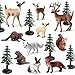 EOIVSH 20PCS Plastic Forest Animals Figures Realistic Woodland Creatures Figurines Miniature Toys Animal Tree Kit Wild Animal Toys Gift for Kids Toddlers Party Favors Cake Topper Diorama Supplies - Image 2