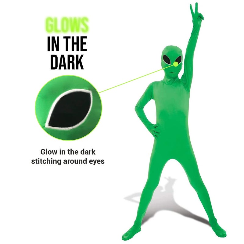Morphsuits بدلة مخلوق فضائي للأطفال، بدلات فضائية خضراء للأولاد، بدلة هالوين للأولاد، بدلات هالوين للأطفال - Image 2