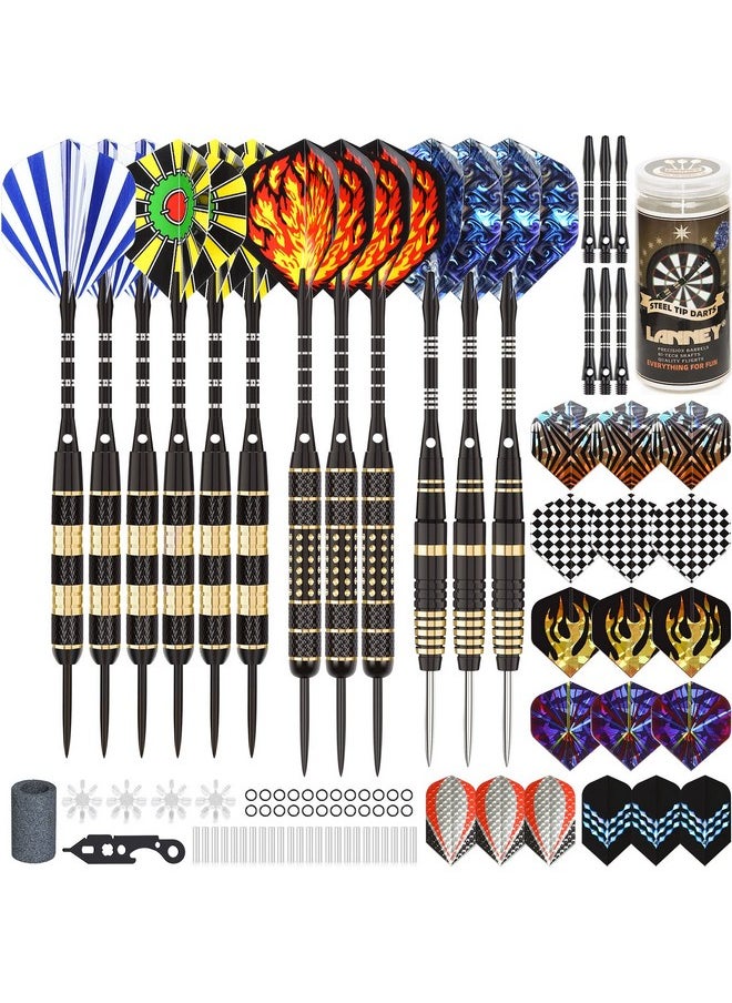 LANNEY Darts Metal Tip, Steel Tip Darts Set 20 Grams, 24 Grams And 26 Grams Professional Darts For Dartboard With Aluminum Shafts, Brass Barrels, Extra Flights, Sharpener Tool Kit, Carrying Case  - Image 1