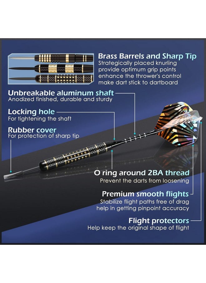 LANNEY Darts Metal Tip, Steel Tip Darts Set 20 Grams, 24 Grams And 26 Grams Professional Darts For Dartboard With Aluminum Shafts, Brass Barrels, Extra Flights, Sharpener Tool Kit, Carrying Case  - Image 3