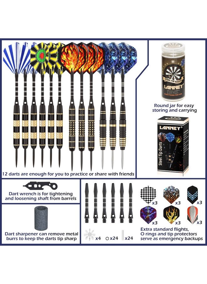 LANNEY Darts Metal Tip, Steel Tip Darts Set 20 Grams, 24 Grams And 26 Grams Professional Darts For Dartboard With Aluminum Shafts, Brass Barrels, Extra Flights, Sharpener Tool Kit, Carrying Case  - Image 5