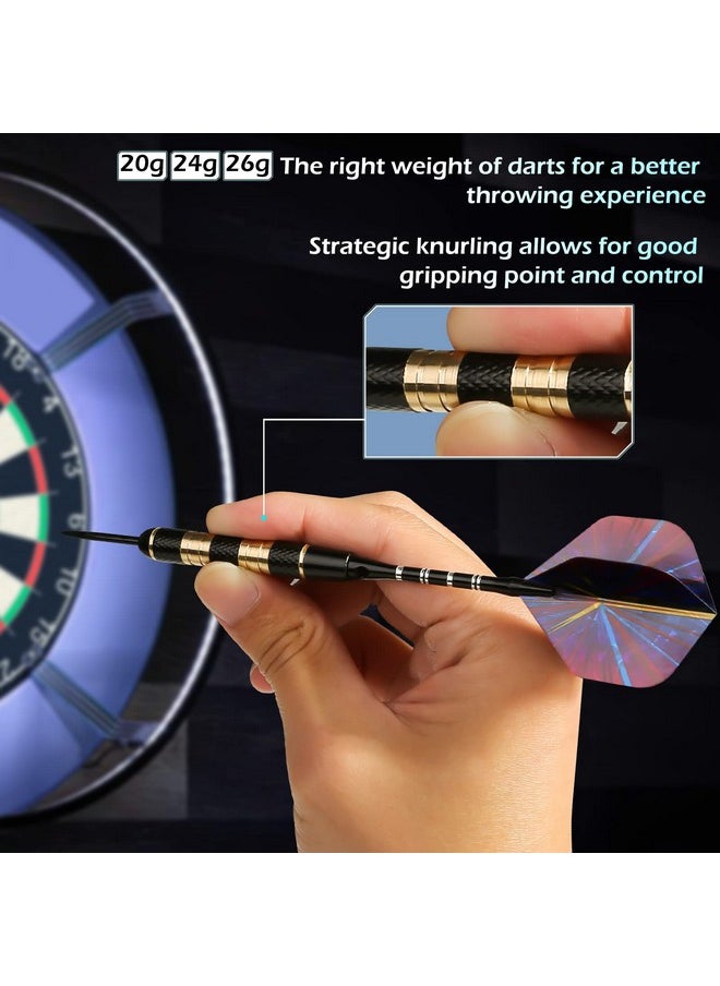 LANNEY Darts Metal Tip, Steel Tip Darts Set 20 Grams, 24 Grams And 26 Grams Professional Darts For Dartboard With Aluminum Shafts, Brass Barrels, Extra Flights, Sharpener Tool Kit, Carrying Case  - Image 2