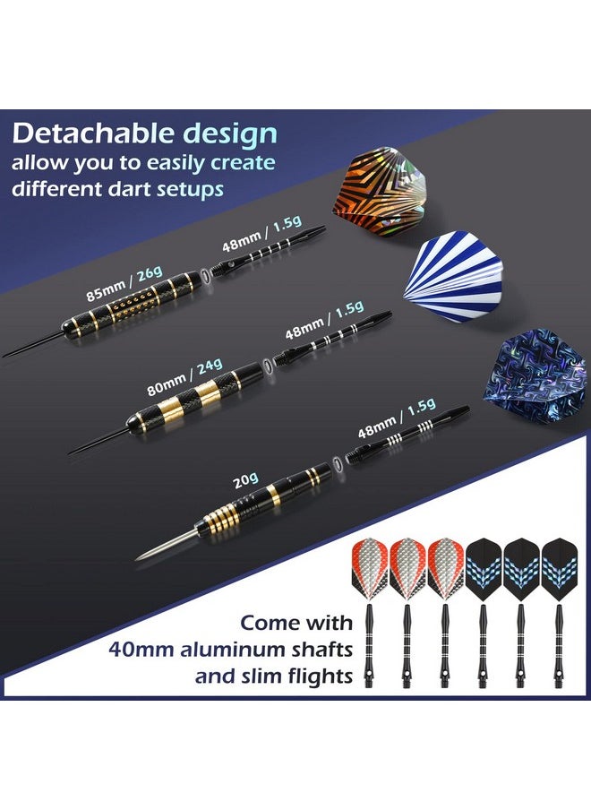 LANNEY Darts Metal Tip, Steel Tip Darts Set 20 Grams, 24 Grams And 26 Grams Professional Darts For Dartboard With Aluminum Shafts, Brass Barrels, Extra Flights, Sharpener Tool Kit, Carrying Case  - Image 4