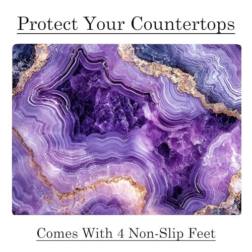 DAJDC Purple Amethyst Crystal Marble Kitchen Glass Cutting Board Ocean Decorative Gift Marbled Granite Stone Rock Gift For Her Mom Wife (Amethyst) - Image 5