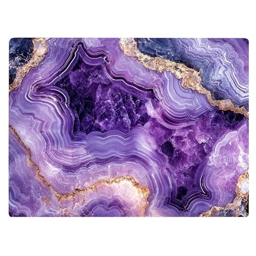 DAJDC Purple Amethyst Crystal Marble Kitchen Glass Cutting Board Ocean Decorative Gift Marbled Granite Stone Rock Gift For Her Mom Wife (Amethyst) - Image 1