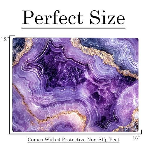 DAJDC Purple Amethyst Crystal Marble Kitchen Glass Cutting Board Ocean Decorative Gift Marbled Granite Stone Rock Gift For Her Mom Wife (Amethyst) - Image 3