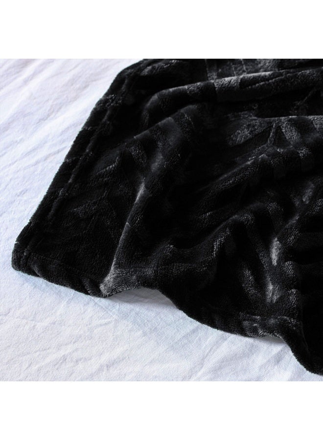 Whale Flotilla Whale Flotilla Flannel Fleece King Size Bed Blanket Lightweight Breathable Soft Bedspread Plush Fluffy Coverlet Chevron Design Decorative Blanket for All Season 90x104 Inch Black - Image 5