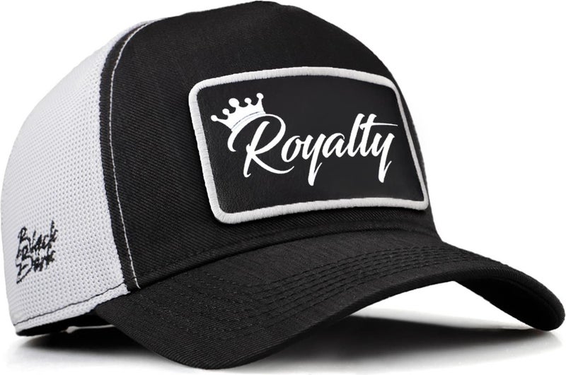 Black Börk V2 Trucker Royalty - Unisex Black-White Cordura Fabric Hat (Cap) with 2 Code Logo  - Image 1