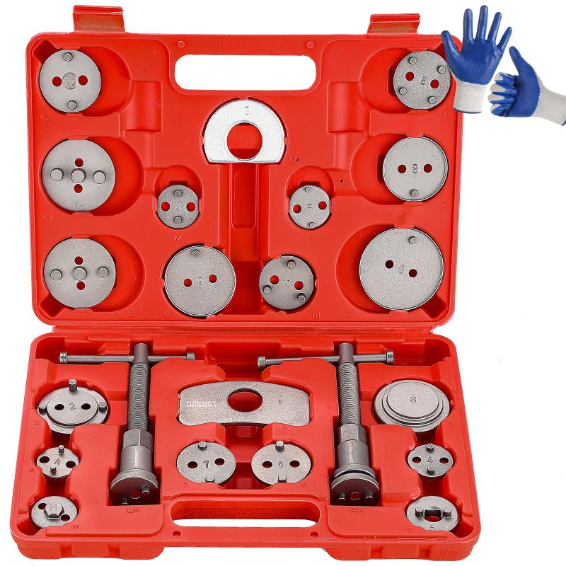DASBET 24pcs Heavy Duty Disc Brake Caliper Tool Set Disc Brake Caliper Compressor Wind Back Tool Brake Spreading Tools Red 24pcs