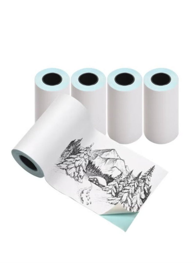 Generic Thermal Paper Roll, 5 Rolls Self-Adhesive Thermal Paper Roll White Sticky Paper 57X30Mm For Phomemo Pocket Thermal Printer  - Image 1