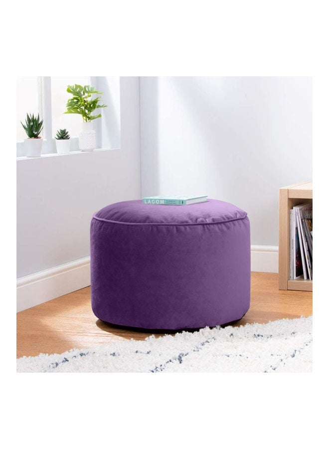 House One Velvet Round Bean Bag Pouffe - Purple - Image 1