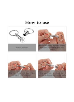 OUYoo OUYoo 5Pcs Detachable Pull Apart Key Rings Double Spring Quick Release Split Keychains Removable Silver Snap Lock Holder Key Accessory, Silver.  - Image 2