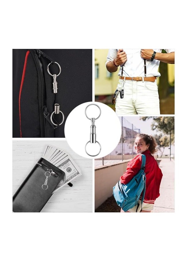 OUYoo - OUYoo 5Pcs Detachable Pull Apart Key Rings Double Spring Quick Release Split Keychains Removable Silver Snap Lock Holder Key Accessory, Silver. - Image 1