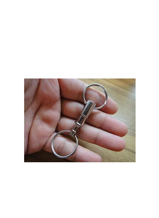 OUYoo - OUYoo 5Pcs Detachable Pull Apart Key Rings Double Spring Quick Release Split Keychains Removable Silver Snap Lock Holder Key Accessory, Silver. - Image 1