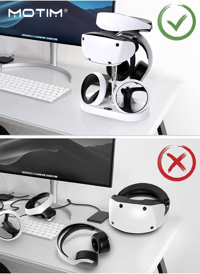 Motim - Charging Stand Station with RGB Light for PS5/VR2, Charging Stand Dock Support for PS5/VR2 Headset, Game Accessories Holder for Playstation 5 VR2 Headphone with 4 Type-C Magnetic Adapters for Sense Controller - Image 1