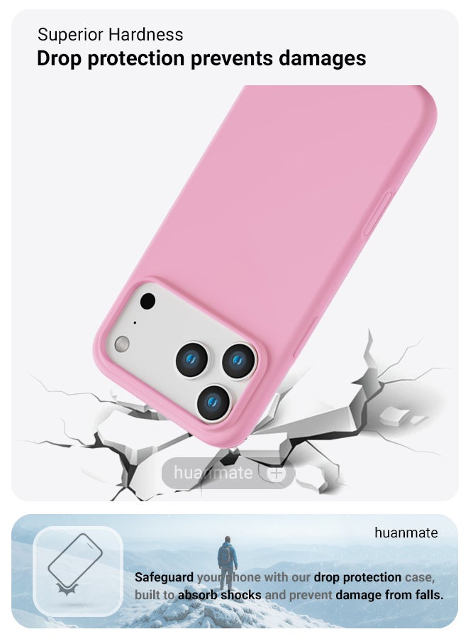 huanmate Apple iPhone 17 Pro Max Silicone Cover Pink - Premium 2.0mm TPU Silicon, Enhanced Camera Protection with Lens Shield, Shockproof & Water-Proof Cover for Apple iPhone 17 Pro Max - Image 4