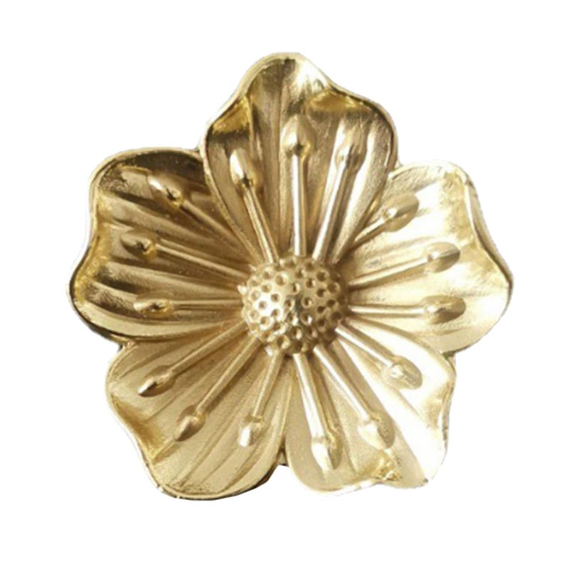 Vintage Brass Floral Cabinet Knobs Single Hole Drawer Pull Handles For Wardrobe Doors - Image 2