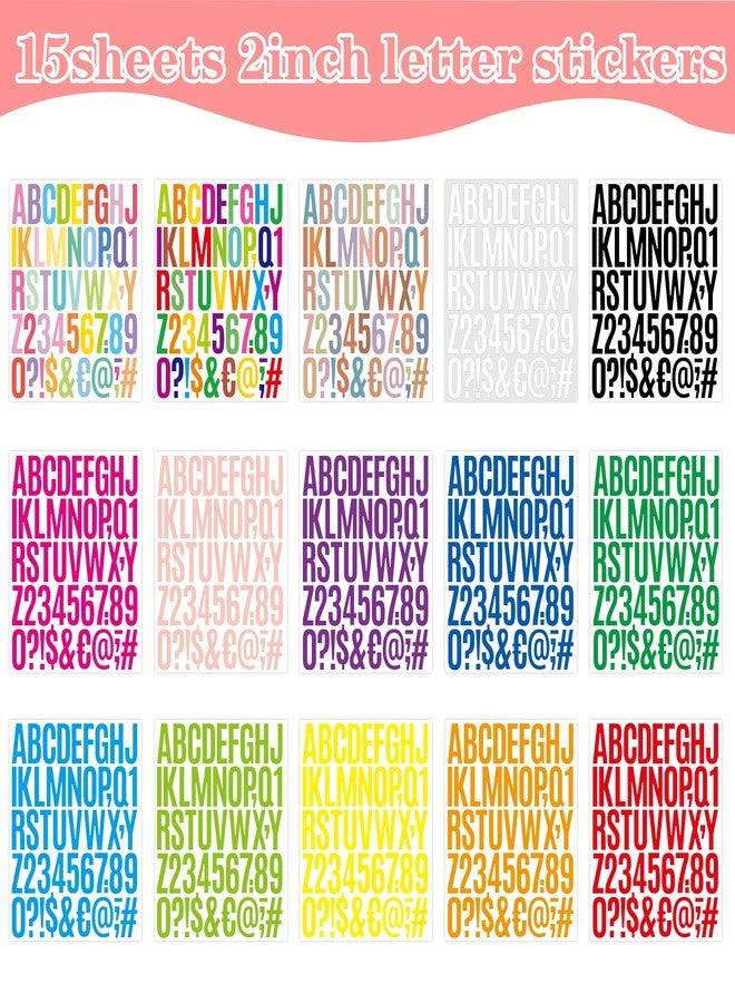 Metsyth Letter Stickers 15 Sheets 750 PCS Alphabet Number Stickers 2 Inch Vinyl Self Adhesive Stick on Letters for Water Bottles Scrapbooking Cup Mailbox Crafts Bulletin Board Classroom Decor(Multicolor) - Image 2