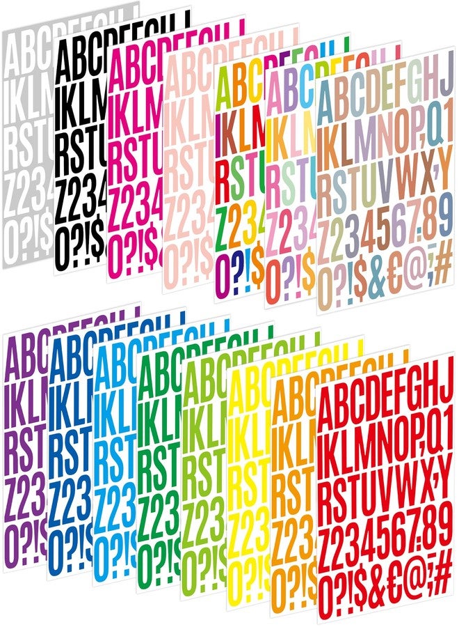Metsyth Letter Stickers 15 Sheets 750 PCS Alphabet Number Stickers 2 Inch Vinyl Self Adhesive Stick on Letters for Water Bottles Scrapbooking Cup Mailbox Crafts Bulletin Board Classroom Decor(Multicolor) - Image 1