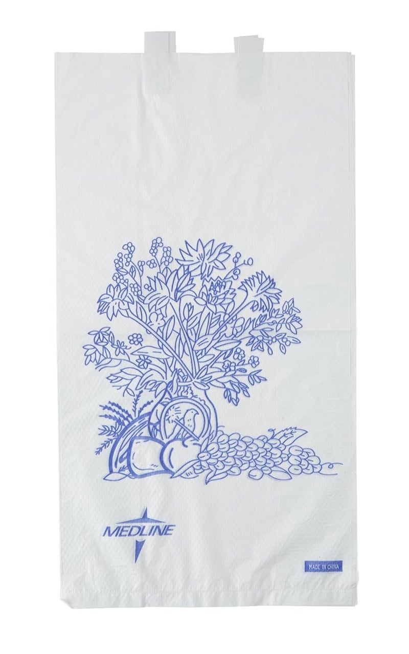 Disposable Plastic Bedside Bags, White, 6.5" x 3.5" x 11.8", Ideal for Hospital and Home Use, Pack of 100