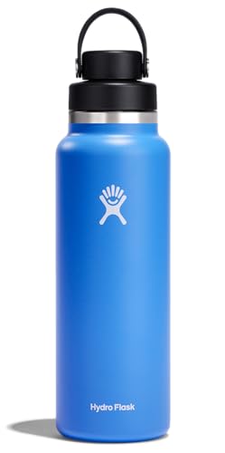 Hydro Flask Water Bottle - Insulated Stainless Steel - Wide Mouth Flex Chug Lid, Non Spill, Leakproof in 40 Oz Cascade Blue - Image 1