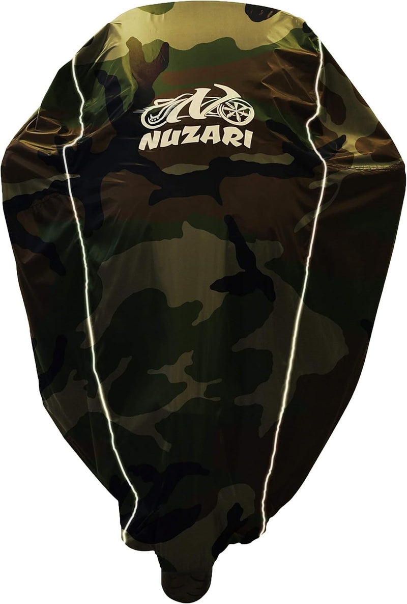 Nuzari Camouflage Motorcycle Cover - Medium, Heavy Duty Waterproof Polyester - Image 5